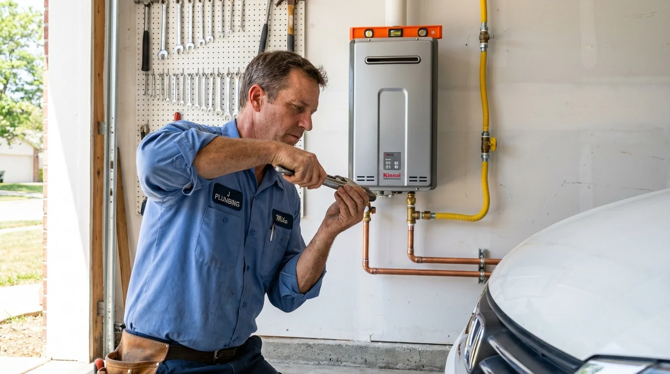Tankless water heater installation by a Johns Plumbing LLC plumber in Brookings